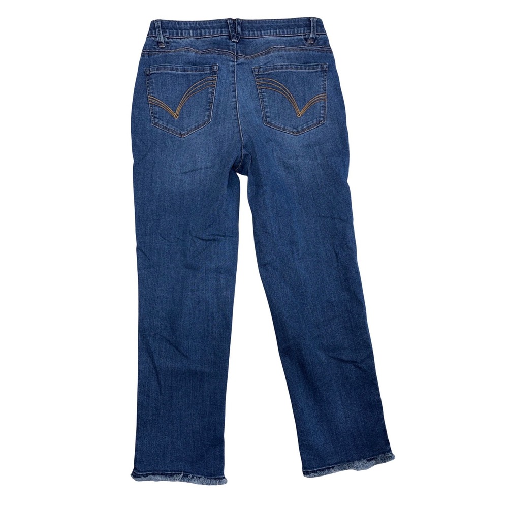Democracy Ab solution Straight Leg Jeans Blue Frayed Hem B2697YTY Womens 10 Z4 - Picture 8 of 9